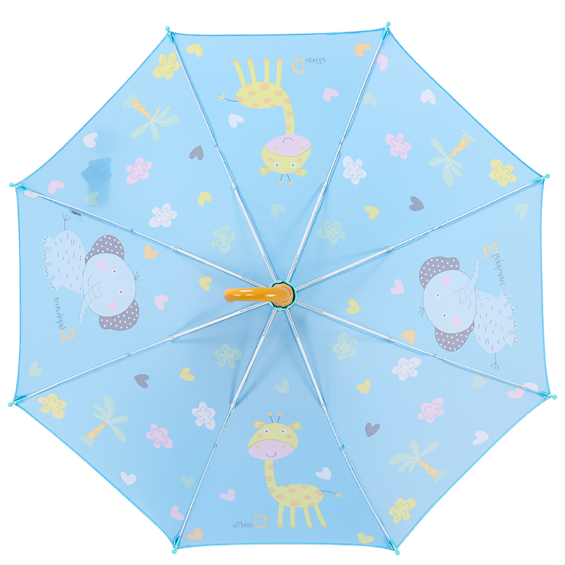 天堂伞 儿童伞直杆伞长柄伞强效拒氺晴雨伞53cm*8骨 3046E动物王国 蓝色