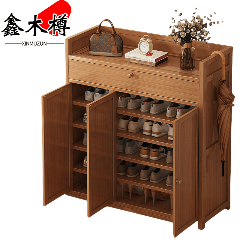 鑫木樽鞋柜90*32*107cm个高清大图
