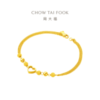 周大福 心形圆珠 足金黄金手链计价(工费:260元) EOF63