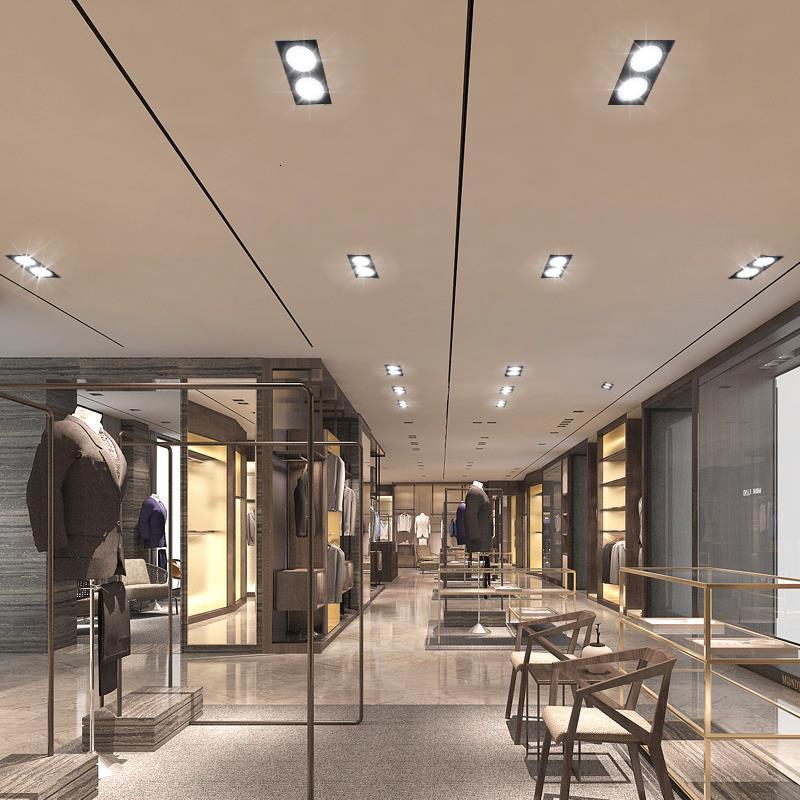 led双头筒灯10x20格栅灯长方形射灯嵌入式天花灯双排吊顶黑斗胆灯参数