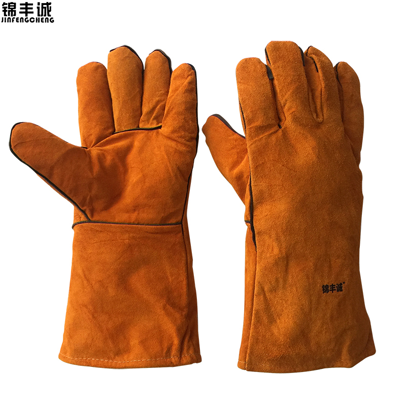 锦丰诚 电焊手套防火线牛皮手套 340mm 双
