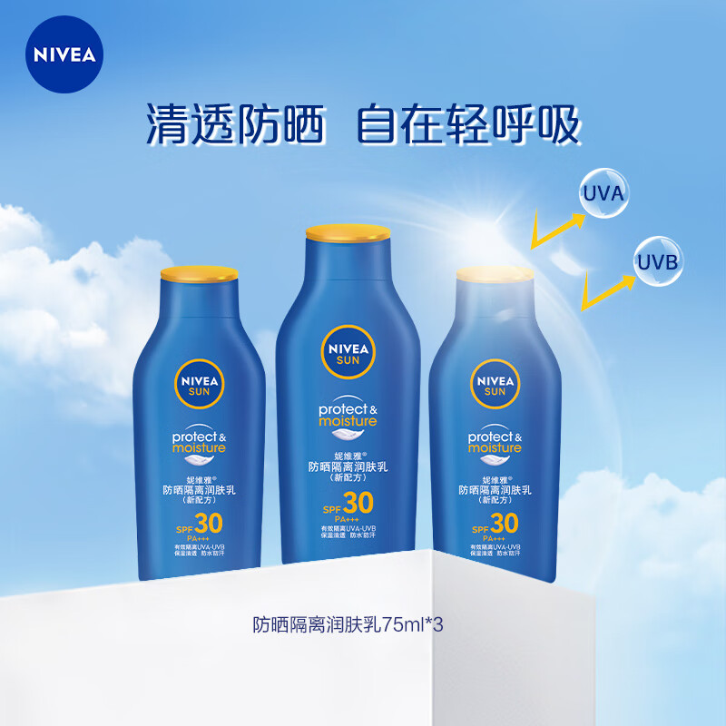 妮维雅(NIVEA)全身防晒霜润肤露75ml*3SPF30PA+++[NWA534]高清大图