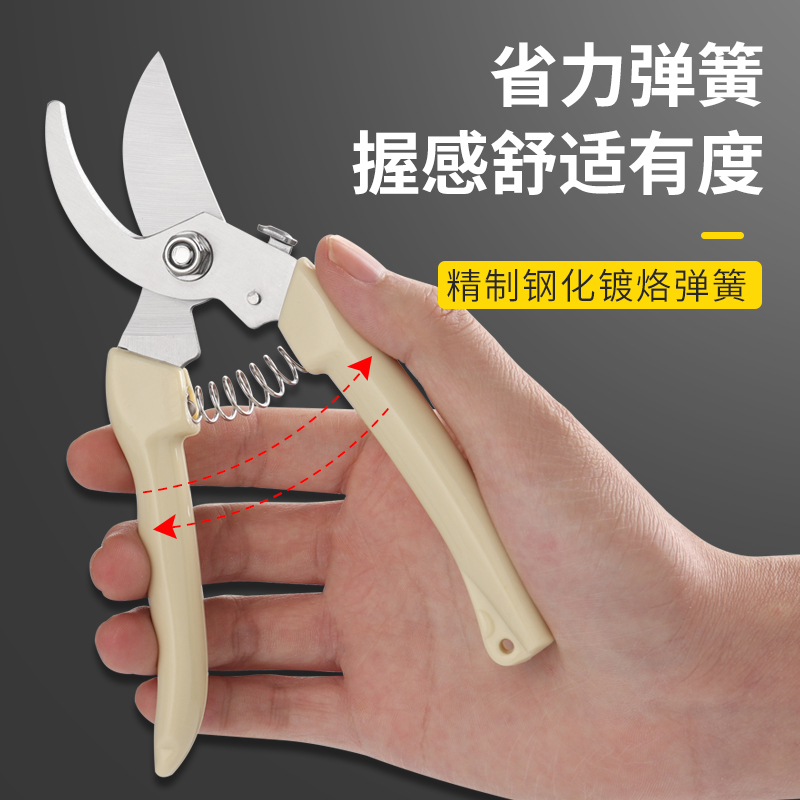 不锈钢树枝修枝剪采摘水果花木剪园林果树花卉枝嫁接园艺剪刀工具高清大图