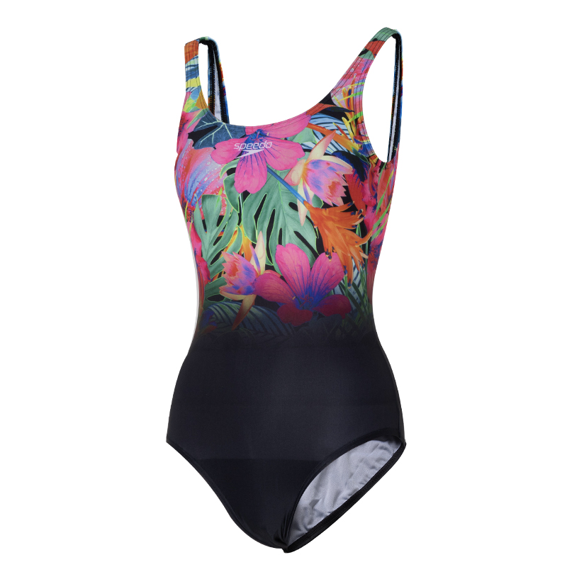 Speedo速比涛泳衣女士新款时尚印花泳衣 U型背连体泳衣 32 8-10943H071