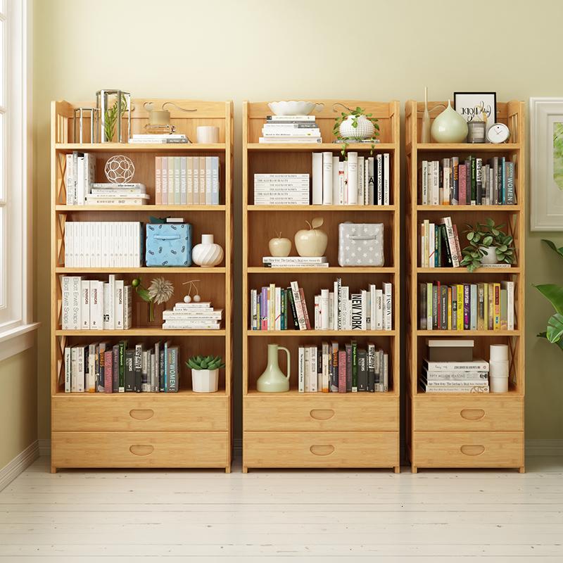 森美人中式落地书柜书架现代简约简易儿童置物架楠竹架子办公室收纳架子高清大图