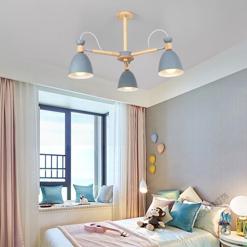 苏宁放心购 北欧创意客厅灯个性餐厅灯铁艺马卡龙彩色卧室吊灯图片