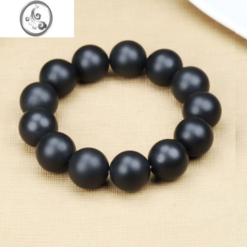 JiMi新款新疆和田玉墨玉籽料手串黑羊脂细料手链情侣款圆珠