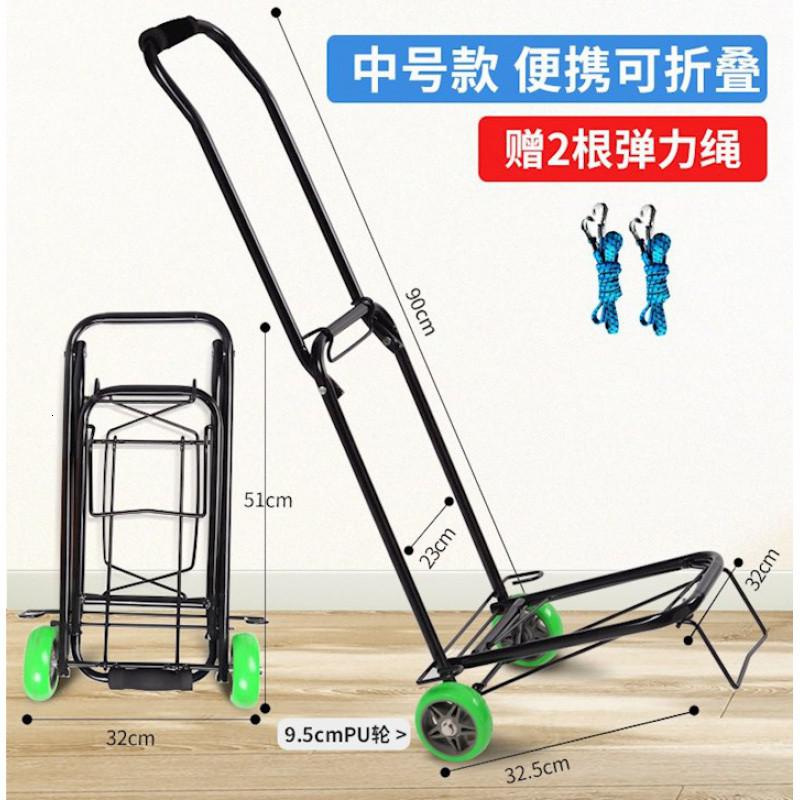 拖货车手拉车折叠车拉东西的小车家用拉车折叠小拖车轻便耐磨便携 三维工匠 中号加强橡胶轮不锈钢拉杆_A家用拖车高清大图