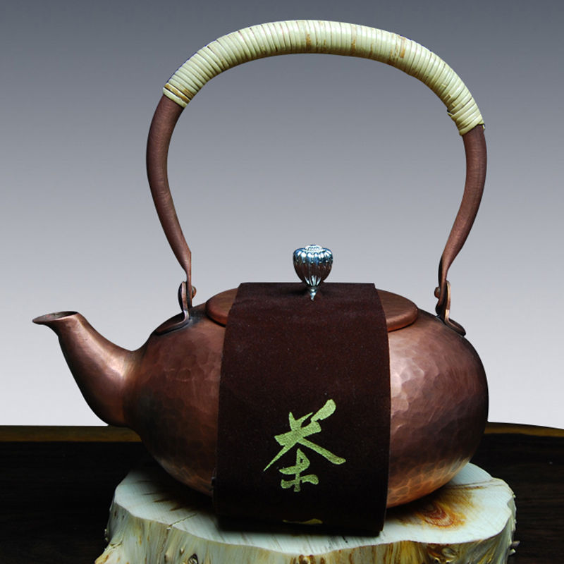 礼品之家打点图案铜壶摆件手工加厚纯紫铜茶壶烧水壶养生煮茶壶