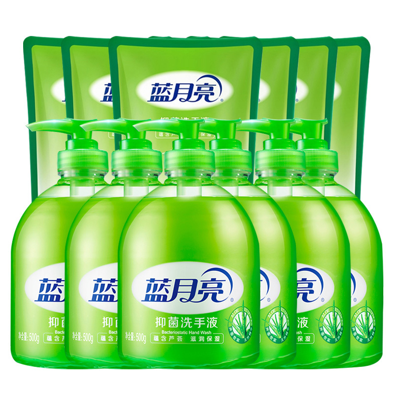 蓝月亮洗手液抑菌保湿滋润芦荟清香洗手液500g*6瓶+500g*6袋