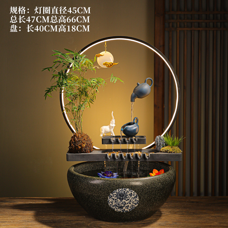 流水摆件循环水办公室客厅桌面景观鱼缸招财生财创意家居装饰礼品