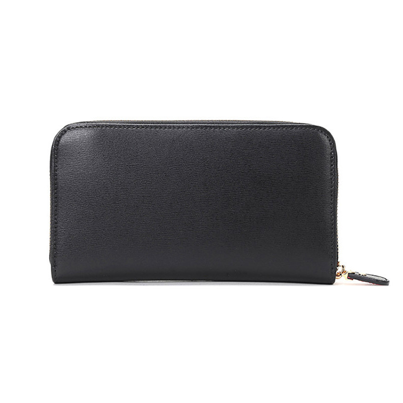 Ferragamo 菲拉格慕 女士黑色牛皮光面拉链长款手包 22C843 0683623