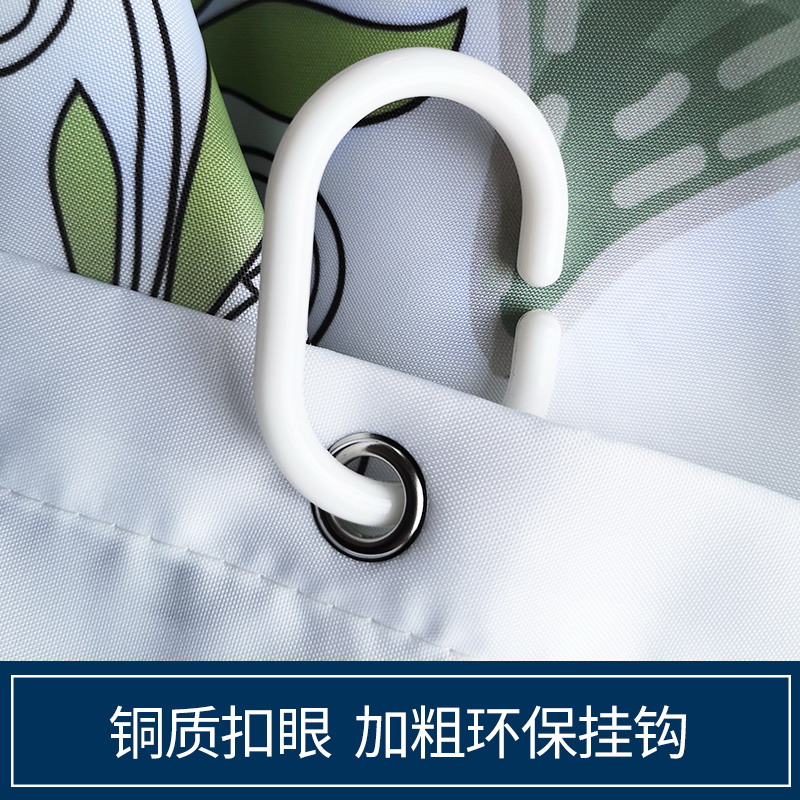 北欧数码卫生间浴帘套装洗澡防水布加厚浴室帘子浴间隔断淋浴挂帘 三维工匠高清大图