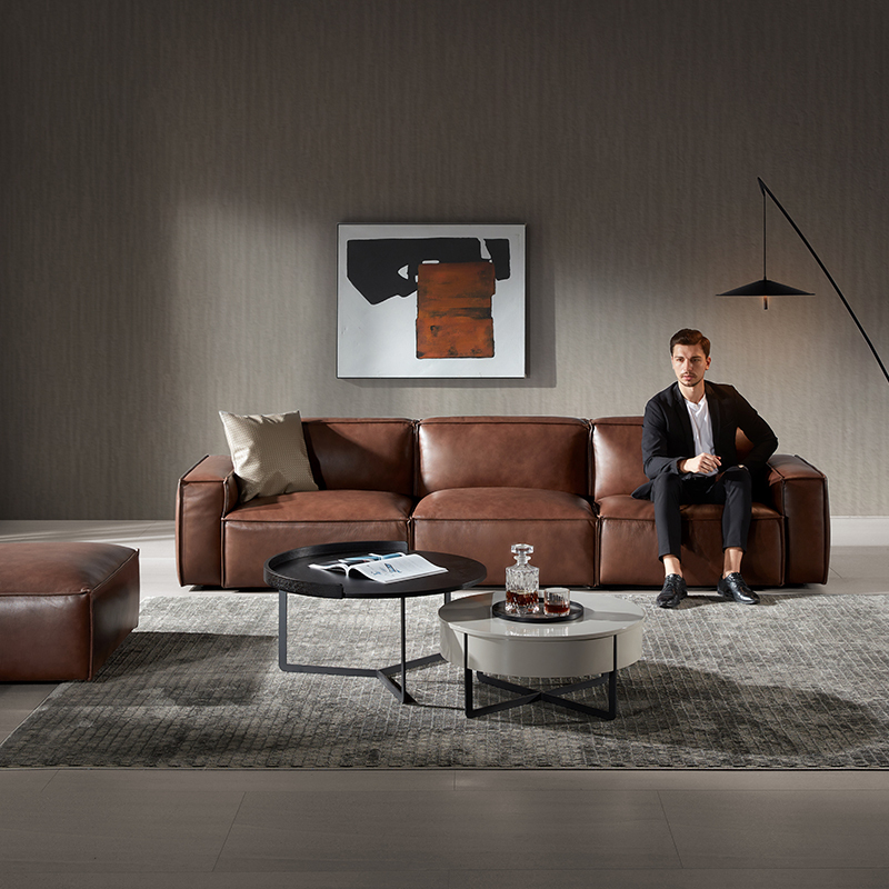 顾家家居意式轻奢现代中小户型真皮沙发dk109230天发货