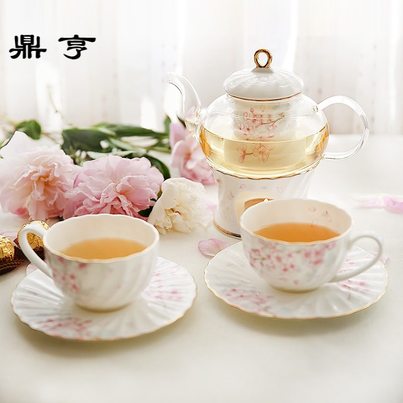 鼎亨那些时光 樱花骨瓷茶具套装水果茶壶花茶壶整套茶具陶瓷花