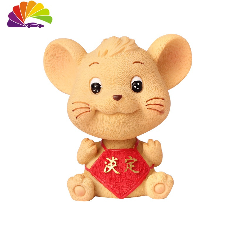 摆件车载平安福鼠年吉祥物车内创意车前饰品摇头公仔挂件平安鼠送防滑