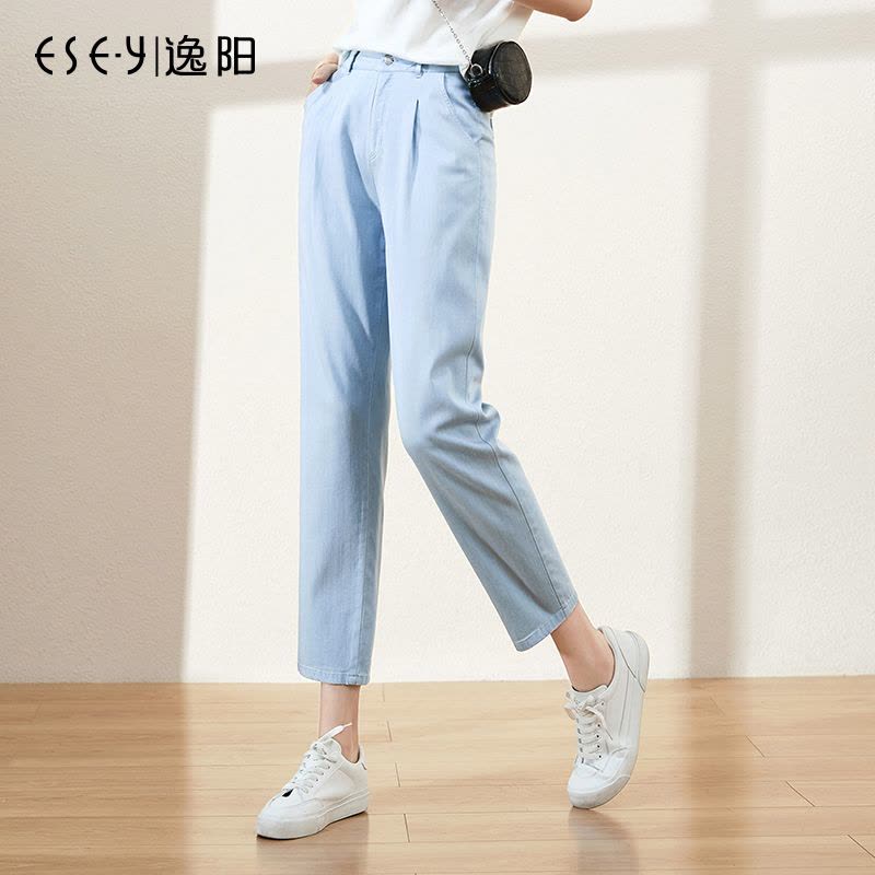 逸阳天丝九分牛仔裤女宽松2020夏季薄款高腰直筒显瘦冰丝哈伦3976图片