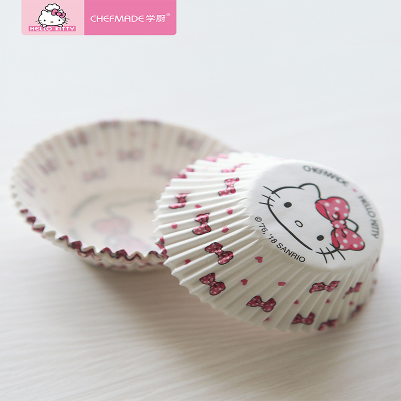 学厨 HELLO KITTY 马芬纸杯蛋糕模具 7cm雪媚娘纸托 烤蛋糕纸杯 蛋糕杯 烘焙纸杯100只装 KT7067高清大图