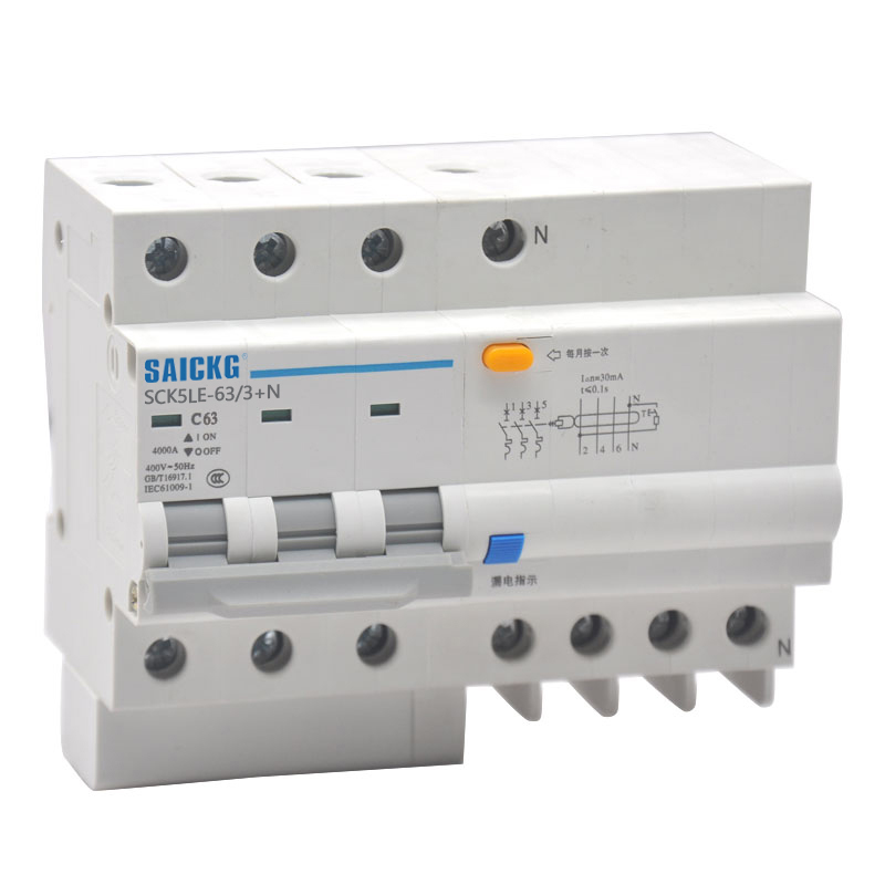 赛驰科技(SAICKG) SCK5LE-63/3+N 3P+N C63低压过载保护漏电开关(台)高清大图