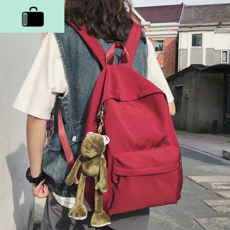 书包女泫雅风韩版高中生纯色百搭校园双肩包女大学生休闲旅行背包NEWLAKE高清大图