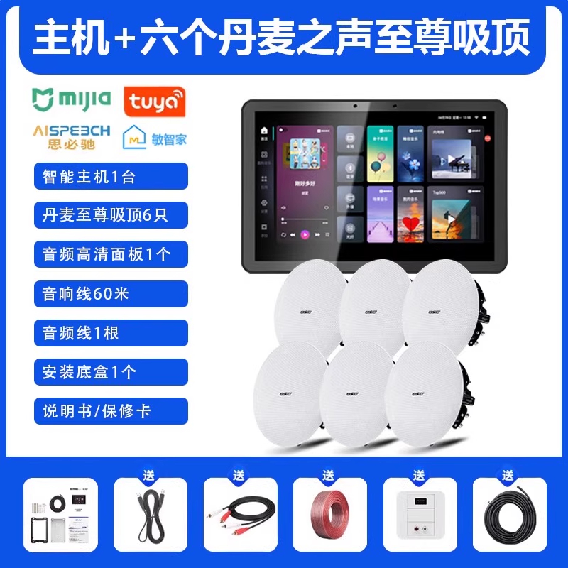 先科(SAST)智能AI家庭吸顶音响套装家用客厅无线蓝牙吊顶 智能语音主机+6个8英寸HiFi至尊同轴吸顶音响
