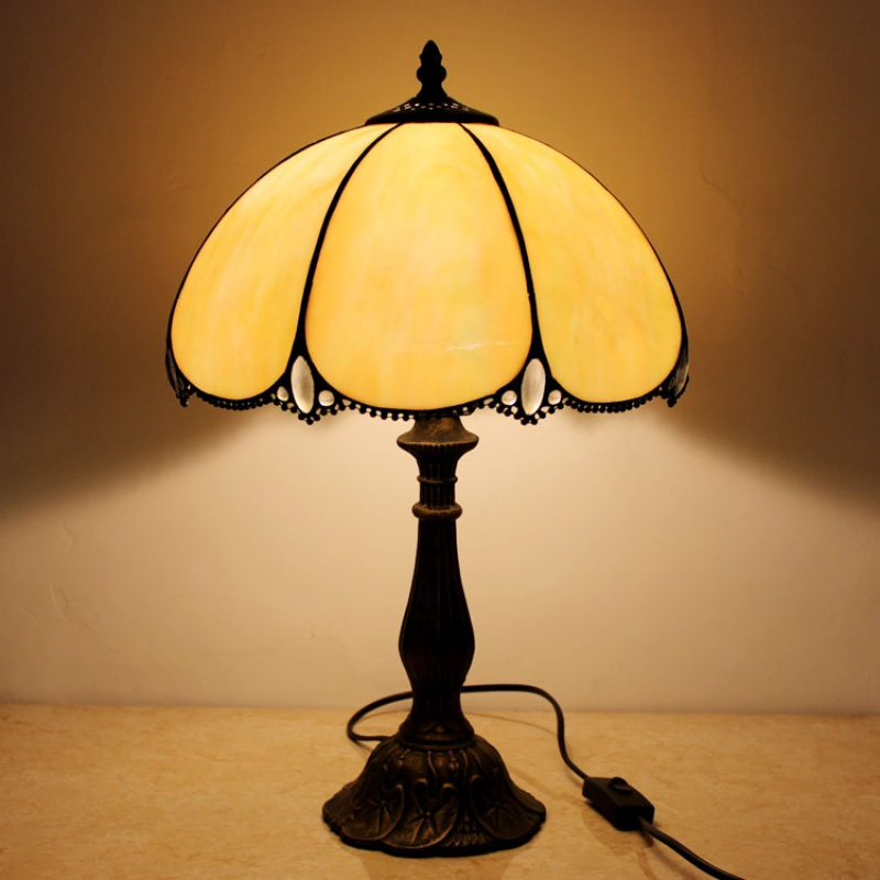 台灯欧式复古卧室床头柜咖啡厅纳丽雅彩色玻璃书房调光酒吧美式灯