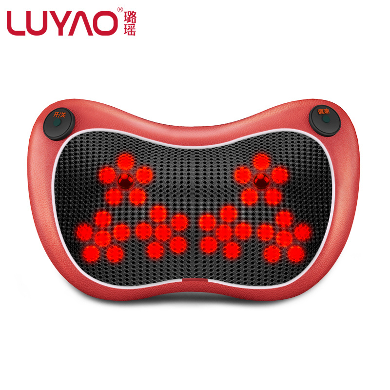 璐瑶(LUYAO)按摩枕 LY-9706三十六头红色双键典雅版 磁疗法 红外线疗法 揉捏按摩家车两用 定时功能 背部颈部