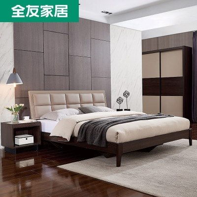 1032.5元包邮  全友 123901 意式板式软靠床1.8m+床头柜*1个