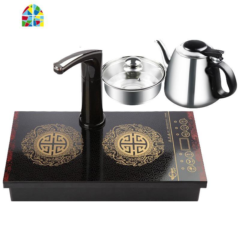 封后盈悦茶台电磁炉烧水壶平底家用茶盘嵌入式茶炉平板半自动上水水壶 FEN 平板款15SG-11(整套)面板尺寸20*37