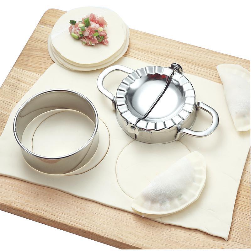 家用包饺子神器压花饺子皮不锈钢模具花型捏饺子器水饺套装DIY 小号[适合7-8cm皮模]