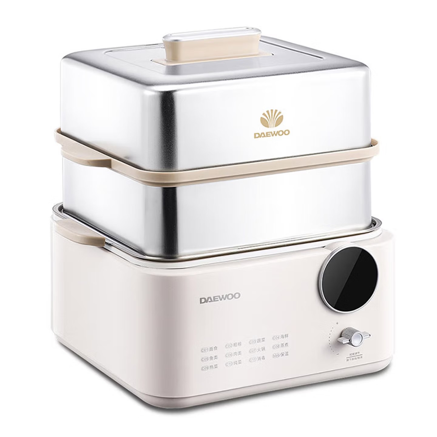 大宇(DAEWOO)12L家用多功能电蒸锅大容量双层不锈钢蒸炖可预约保温蒸锅 DYZL-12L35 流苏白高清大图