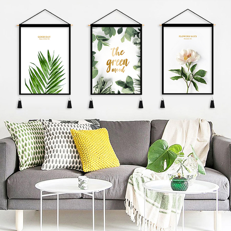 家柏饰(CORATED)背景布风挂布 房间装饰画墙布北欧客厅沙发背景墙床头挂画 黑金三角-1 宽45cm*高65cm高清大图