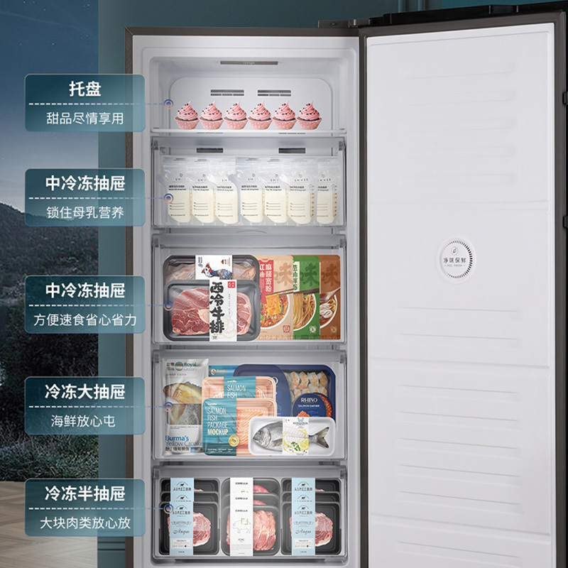 澳柯玛BD-196WEX 家用立式风冷无霜冰柜冷柜冷藏冰箱大抽屉母乳奶