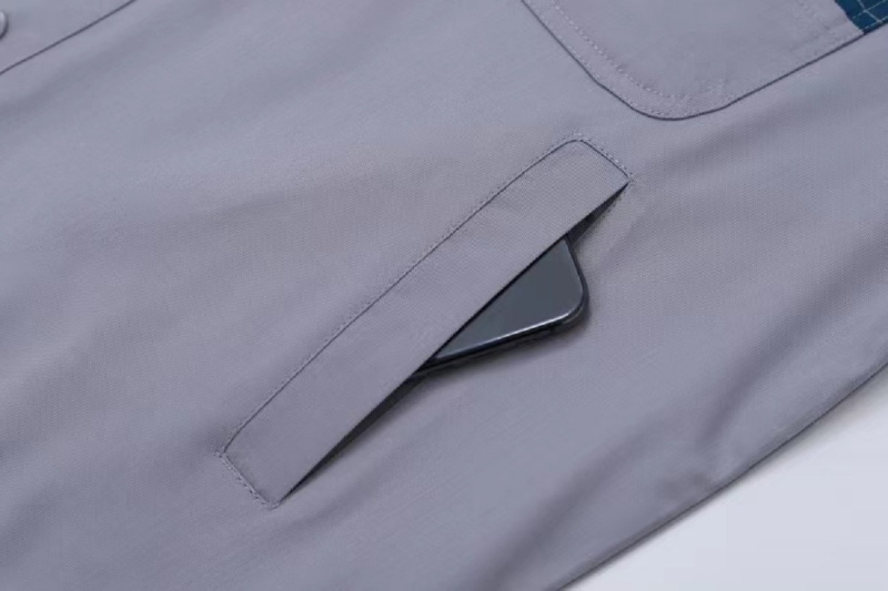 尹潮 XM-101夏季纯棉短袖工作服套装 藏青色 3XL码/套高清大图