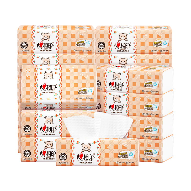 心相印(Mind Act Upon Mind)DT1120婴用型系列L码三层120抽18包面巾纸箱装