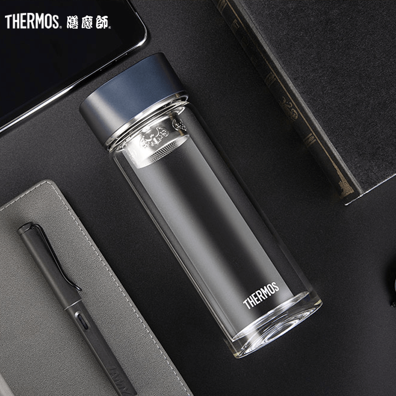 膳魔师(THERMOS)玻璃杯单层大容量男女商务泡茶杯带茶隔水杯 黑色膳魔师(THERMOS)玻璃杯