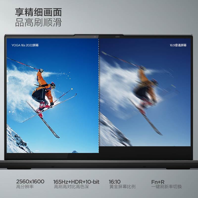 联想YOGA16s 2022标压锐龙版16英寸轻薄笔记本电脑(8核16线程R7-6800H 16G 512G 2.5K 165Hz触控屏)深空灰高清大图