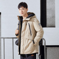 AYR01031001-拓路者冬季羽绒服男短款可拆卸三合一羽绒衣加厚加绒保暖连帽外套