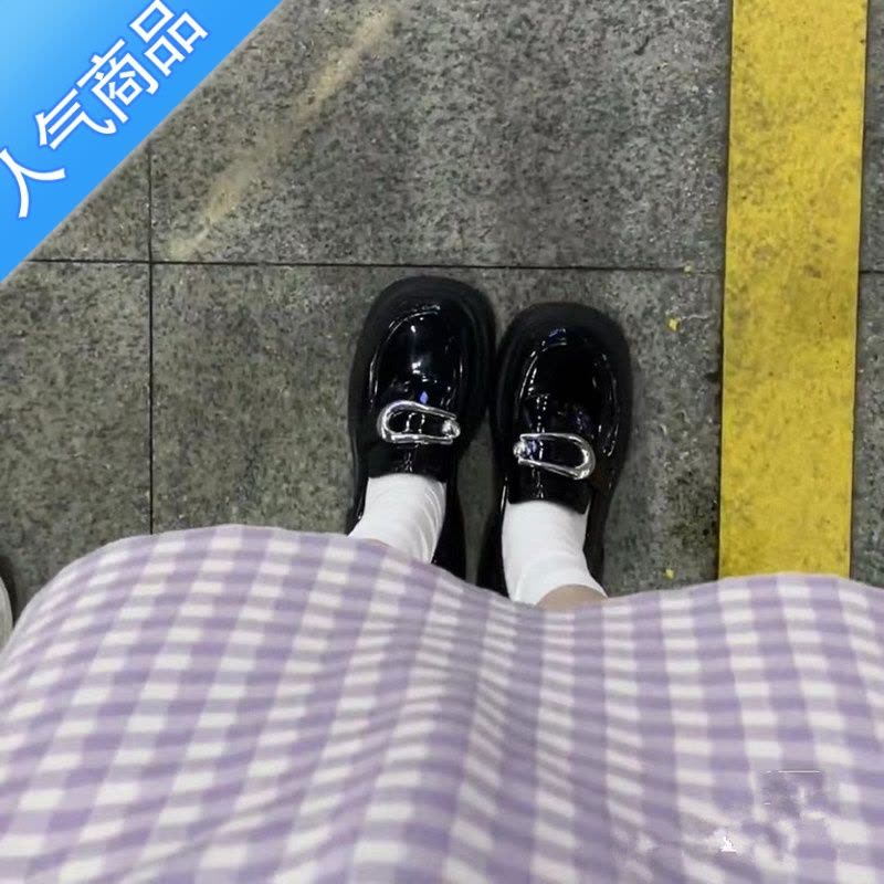 SUNTEK英伦风小皮鞋女2023新款春小个子松糕厚底百搭设计感乐福鞋女单鞋图片