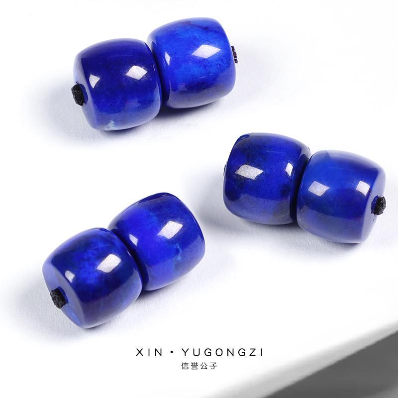 原矿保真老矿料青金石直切散珠金刚星月菩提佛珠手链文玩DIY配饰
