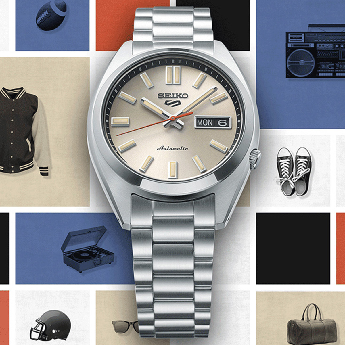 精工5号系列2024年新款运动复古百搭新时尚小表盘机械男表高清大图