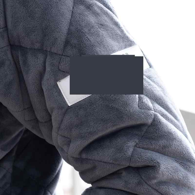 运动套装家居服冬季保暖加绒加厚夹棉冬天法兰绒珊瑚男士秋冬睡衣童6710灰色