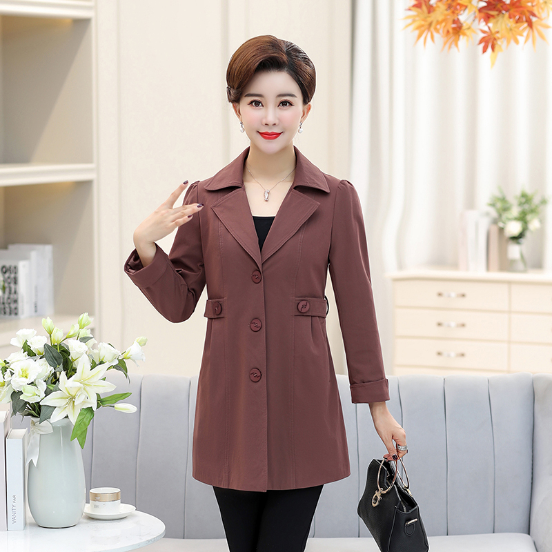 艳如飞妈妈春装外套风衣高贵洋气中老年女春秋大码中长款上衣中年人