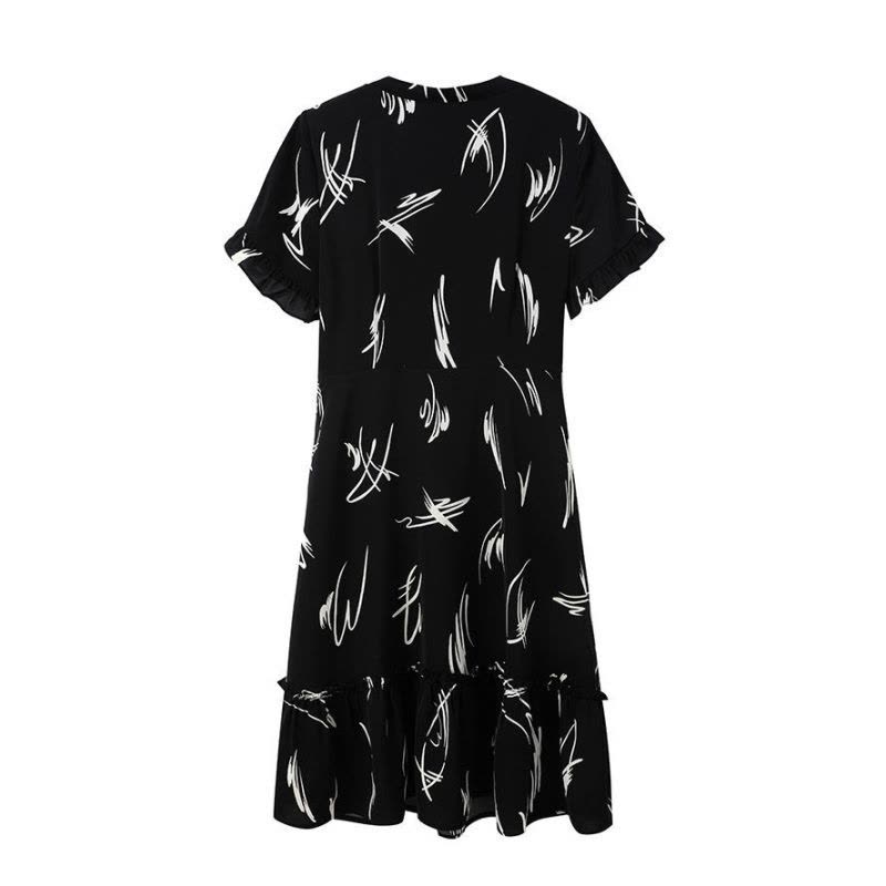 美动态大码女装2022夏装新款时尚流行长裙收腰显瘦洋气遮肚连衣裙图片