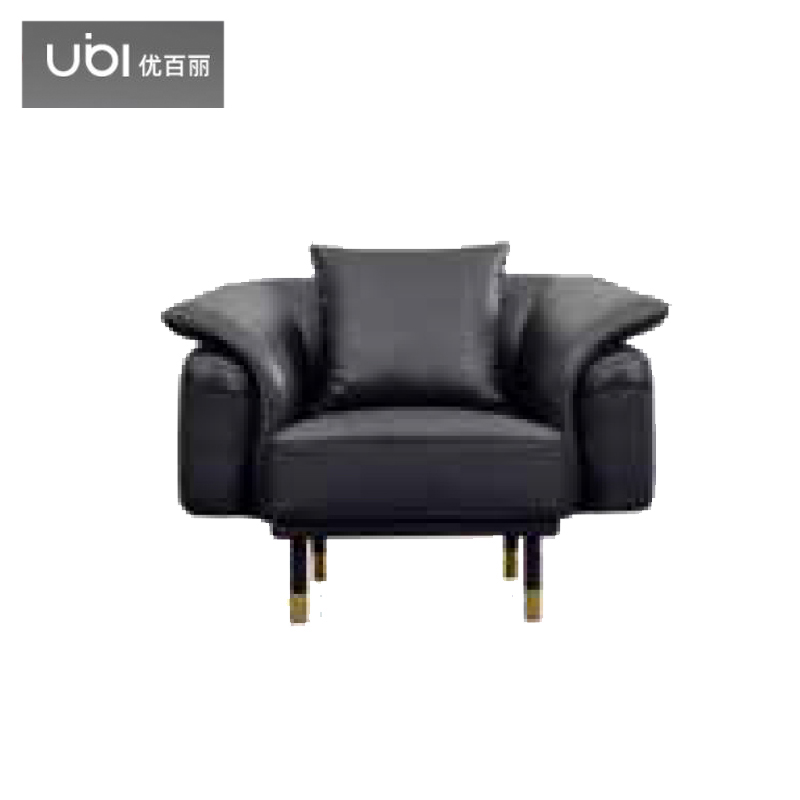 优百丽 F-1906 办公室沙发 办公家具 会客接待 现代简约家具 颜色尺寸可定制 单人位（黑色西皮）