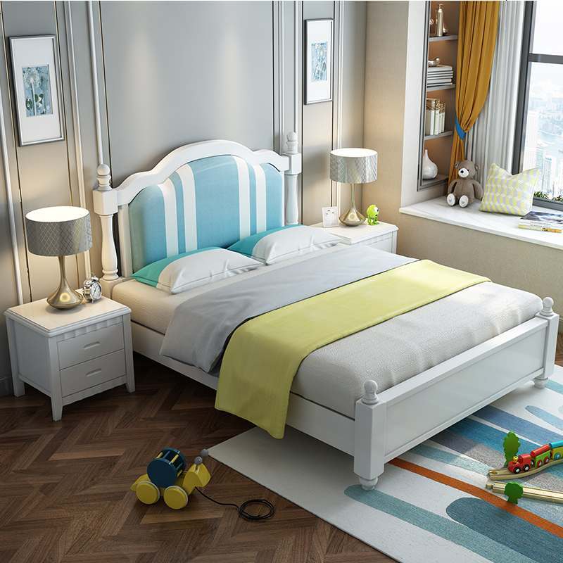 美式床男孩 单人床1.5米1.2m女孩公主床小孩床欧式实木大童床图片