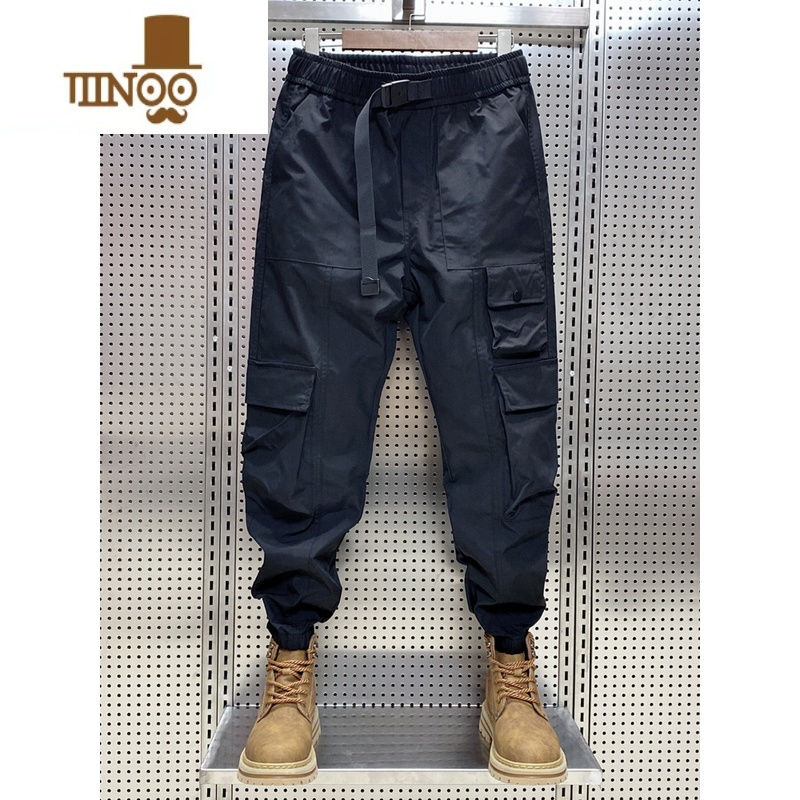 YANXU2023夏季潮牌男工装裤束脚宽松大码多口袋户外运动百搭休休夏外松高清大图