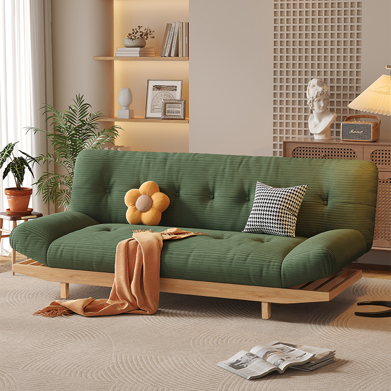 实木沙发床两用多功能坐卧一体小户型客厅灯芯绒懒人沙发可折叠床