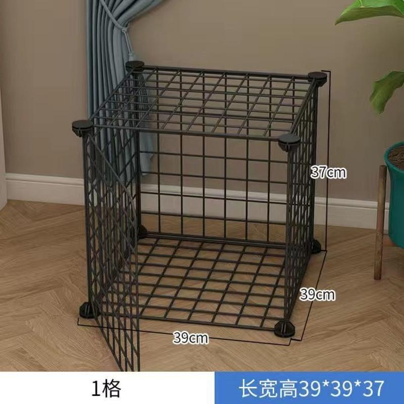 [1格/39*39*37]黑 狗笼家用中小型犬别墅栅栏泰迪宠物围栏带厕所分离泰迪狗窝狗笼子