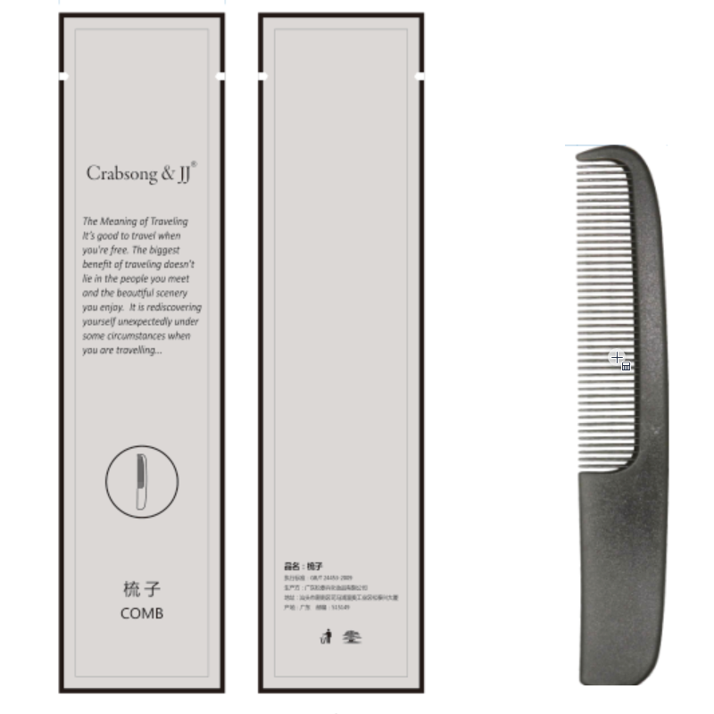 瑰柏松 透明黑色苯料月亮梳入三边封塑料袋印刷两色 1000/箱